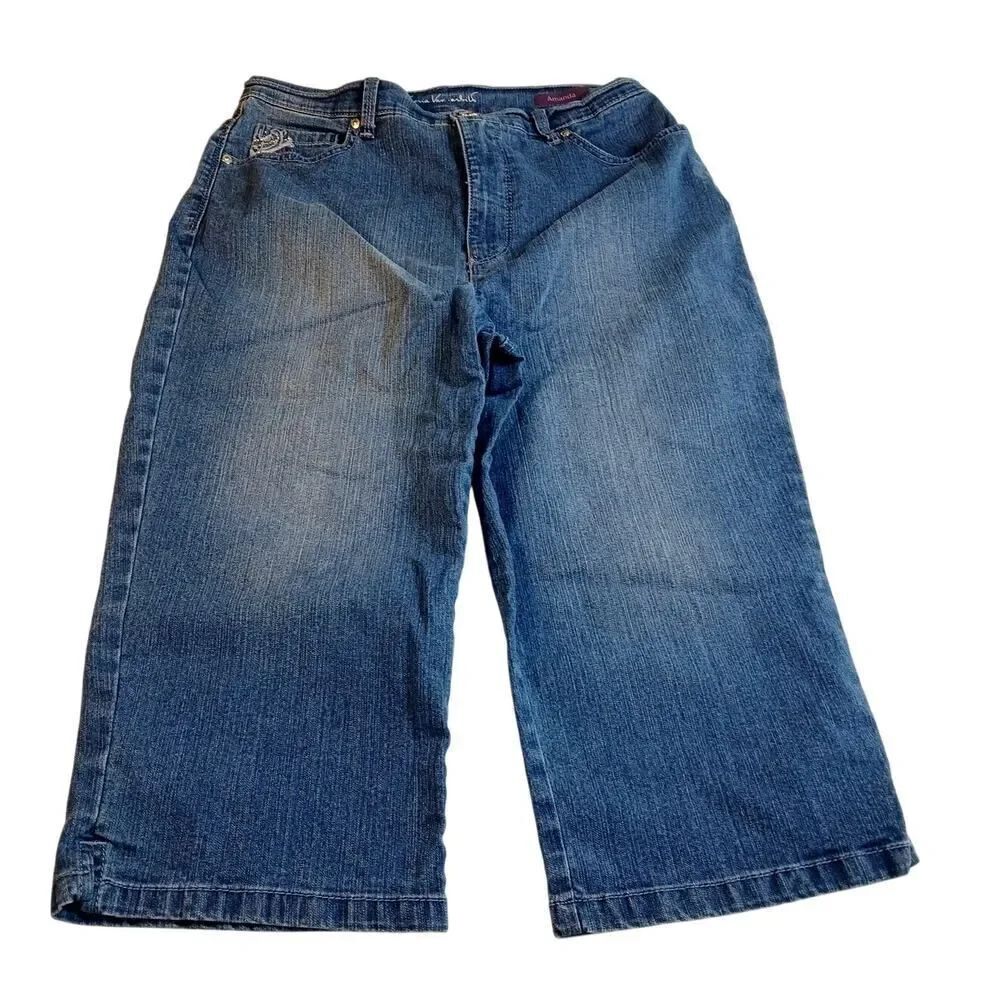 Gloria Vanderbilt Women's Blue Denim Embellished Capris - Size 10